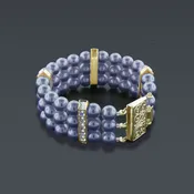 3 Row Pearl Bracelet with Princess Cut Crystals