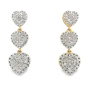 10K GOLD DIAMOND HEART EARRINGS 1.15 CTTW