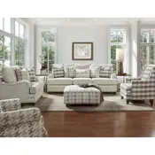 Buffalo Check Accent Armchair – Off-White & Grey