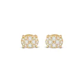 Amanda Blu-Pave Oval Stud -  Gold