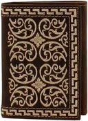 ARIAT Bi-Fold Wallet Alligator Embossed Brown