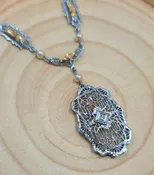 10kt White gold/Rose Gold Pearl Art Deco Necklace
