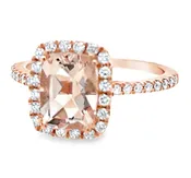 14K ROSE AND WHITE GOLD MORGANITE AND DIAMOND RING  #200-00330