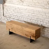 Hardwood Beam Bench Knife Style Steel Base | Reclaimed Solid Hardwood Bench in Beech or Hickory