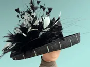 Black and Aqua Sinamay Straw