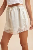 Bria Lace Trim Satin Shorts