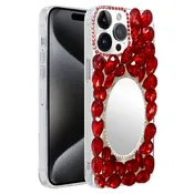 iPhone 15 Pro Crystal Mirror Red Bling Diamond Case
