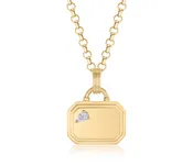 18k Yellow Gold East-West Dog Tag Pear Diamond Necklace