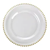 11″ GLASS PLATE WITH GOLD BEADS
