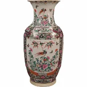 24" PORCELAIN VASE ROSE MEDALLION