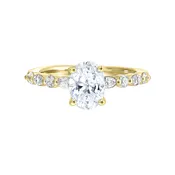 14K YG 1/3 ct. tw. Diamond Accent Engagement Ring. Semi Mount for 2 ct. tw. Oval Center.