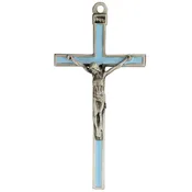 5″ BLUE ENAMEL SILVER CRUCIFIX