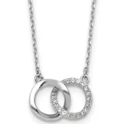 Cheryl M Sterling Silver Rhodium-plated Polished CZ Interlocking Ring Necklace