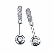 Platinum diamond pavé earrings with solitaire diamond