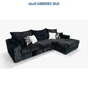 2Pcs Black Corduroy Sectional