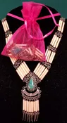 Bamboo Choker Earrings Set with Turquoise Decor
