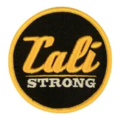 CALI Strong Black Gold White Round 3D Hook-and-Loop Morale Patch
