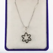 Black Diamond Flower Inset with White Diamonds
