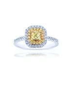 .05 carat yellow diamond double halo ring