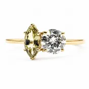 Ring Et Toi Moi 0.65ct Round Diamond GIA: 6233584939 .59ct Color-Changing Alexandrite 14ky 1.5mm Sz7 2.37g 126070159