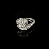 14K White Gold and Diamond Swirl Ring — Trésor