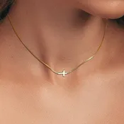 18K STAINLESS STEEL TARNISH FREE CROSS NECKLACE "GOLD"