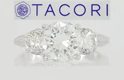 0.47 ct TACORI Platinum 3-Stone Round Cut Semi-Mount Engagement Ring Rtl 6,410