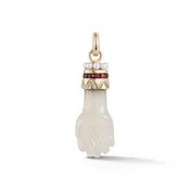 14K GOLD GREY MOONSTONE GARNET & PEARL FIGA FLOSSIE CHARM