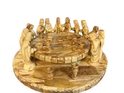 13x13x6" Olive Wood Last Supper Sculpture – Hand-Carved in Bethlehem