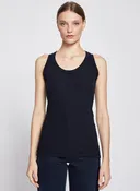 2x1 Fine Rib Scoop Neck Racerback Tank in Black