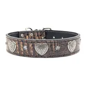 1.5" Wide Leather Dog Collar with Diablo Heart Conchos & Crystal Gems (V28)