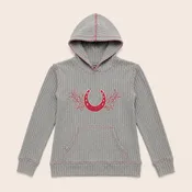 Girl's Western Horseshoe Waffle Knit Hoodie