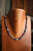 18" Navajo Pearls Lapis & Green Turquoise Beads Necklace