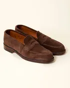 6245F Unlined Leisure Handsewn Penny Loafer in Dark Brown Suede, Van Last (Pre-Order)