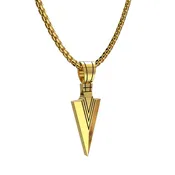 Ice City Men's Arrowhead Pendant Necklace, Spear Point Design, Chain Necklace for Men