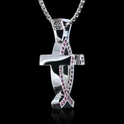 Cross and Fish Necklace, Ruby Cross Necklace.