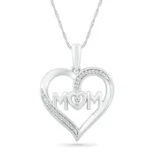 .05ctw Diamond "Mom" Heart Necklace