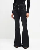 7 For Man Kind Womens Black Portia Mega Flare Jeans