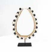 Black Shell Necklace Accessory on Stand