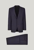 100% Wool Suit with Single Breasted 2 Button Jacket - Navy Blue