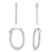 14K White Gold 1.00ct Diamond Hoops
