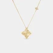 Arabesque Large Diamond Flower Necklace in Yellow Gold