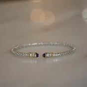 14ky/Sterling Silver Open Amethyst Bangle Bracelet