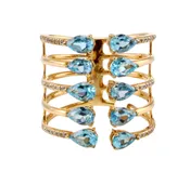 18k Rose Gold Topaz & Diamond Open Fashion Ring