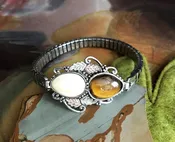 Elk Ivory &amp; Tiger Eye &amp; Black Hills Gold  Stretch  Bracelet