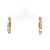 Alternating Baguette Diamond Hoop Earrings