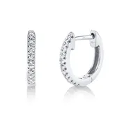 14k Gold 0.07 Ct Diamond Huggie Earring, Available in White and Yellow Gold