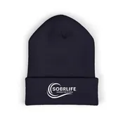 SOBRLIFE Embroidered Classic Cuffed Beanie - White Logo