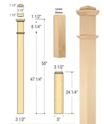 Adjustable Box Newel with Interchangeable Caps : C-4291-ADJ
