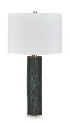 27.75-Inch Green Marble Table Lamp with Goldtone Accents
